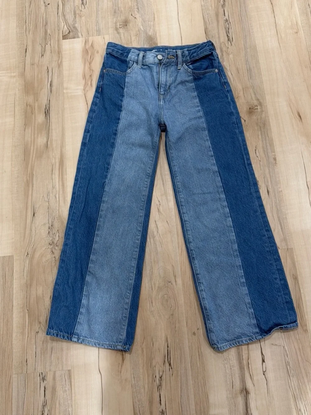 Old Navy Two-Tone Blue Wide Leg Patchwork Jeans